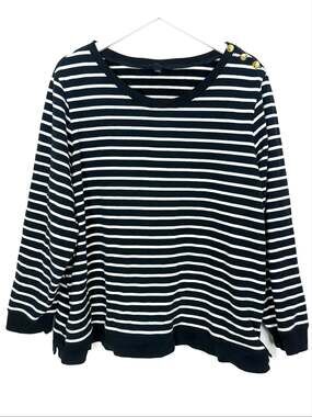 Lands’ End Striped Button Top